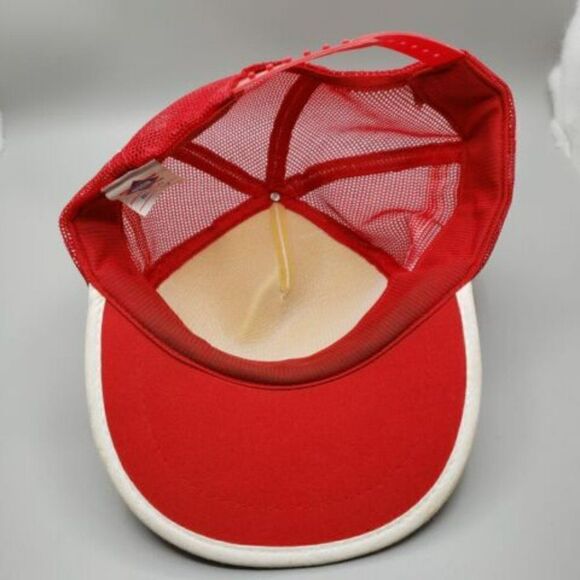 Vintage 90 3 Stripe Minidoka '95 Shoot Out Trucker SnapBack Hat Cannon Red white - Picture 5 of 8
